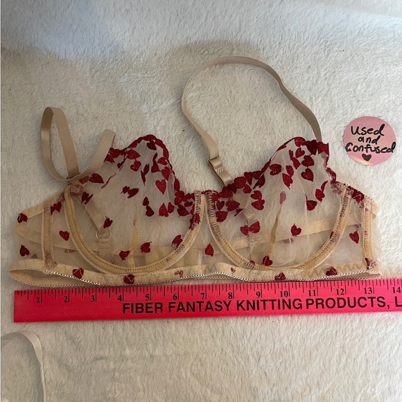 Embroidered Red Heart Sheer Bra - Picture 3 of 5